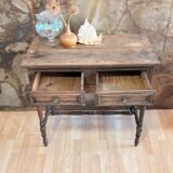 Raw wood console with drawers