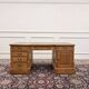 Bureau en teck anglais classique avec cuir marron