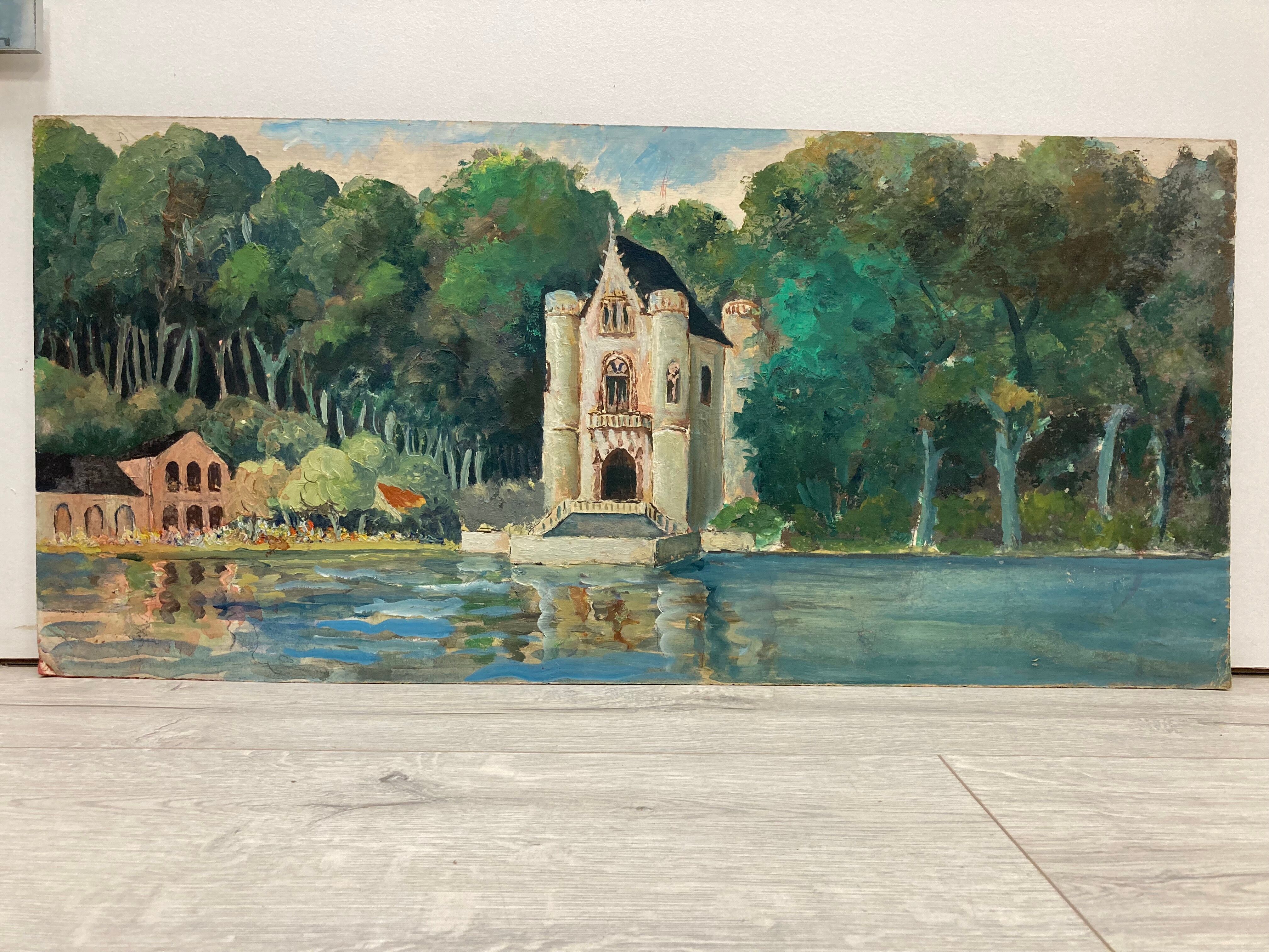 Oil painting on vintage cardboard