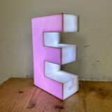 Vintage pink illuminated letter e , 1970s