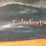 Large painting Oil on masonite Liner Mauritania signed E Joubert