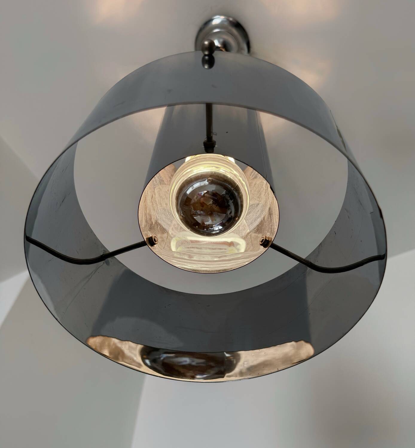Chrome metal chandelier, Italian design, 70s