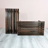 Set of 2 wenge wood slat benches 1970's