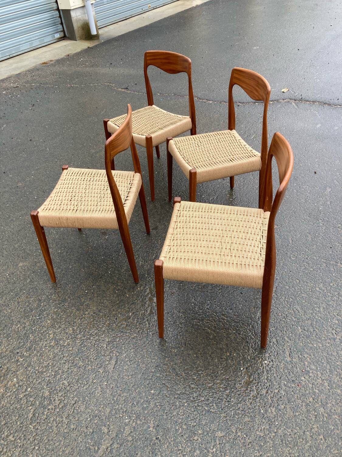 Four Scandinavian-style chairs from the 1970s.