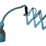 Blue Industrial Scissor Wall Lamp from Elektroinstala, 1960s