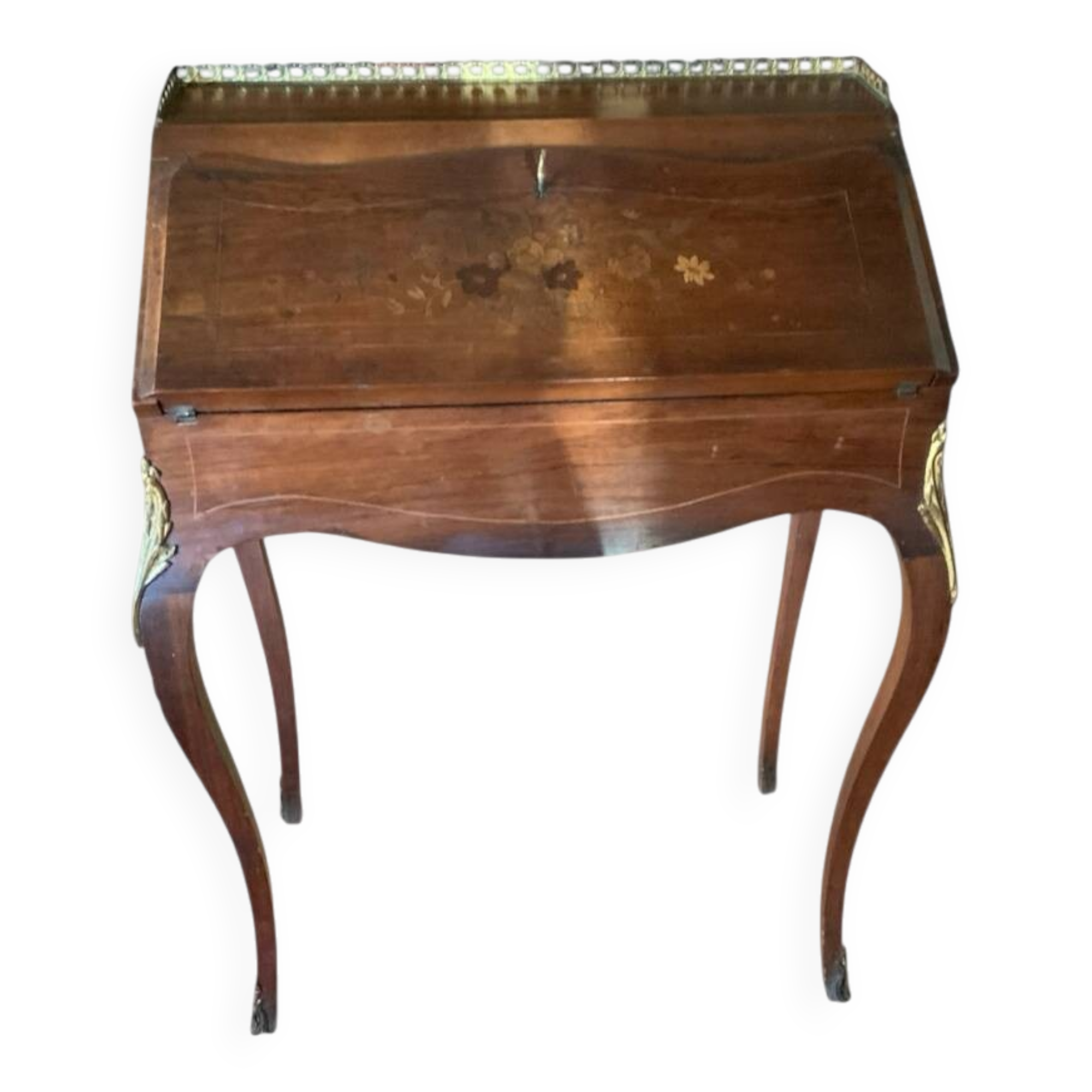 Sloped desk, antique marquetry secretary in wood – Louis XV style