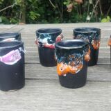 Six vintage glasses in glazed ceramic