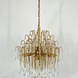 Mid-century, Italian brass and glass chandelier from 70s