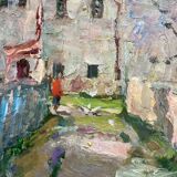 Old painting Oil on cardboard dimensions: height - 59 cm - width - 49 cm -