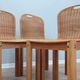 Chaises courbées en osier et bois années 1970, lot de 6