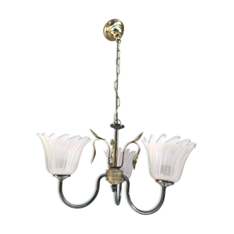 Chandelier 3 arm metal gold old vintage rose