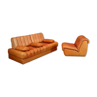 De Sede DS-85 daybed and lounge chair in cognac leather, 1960s