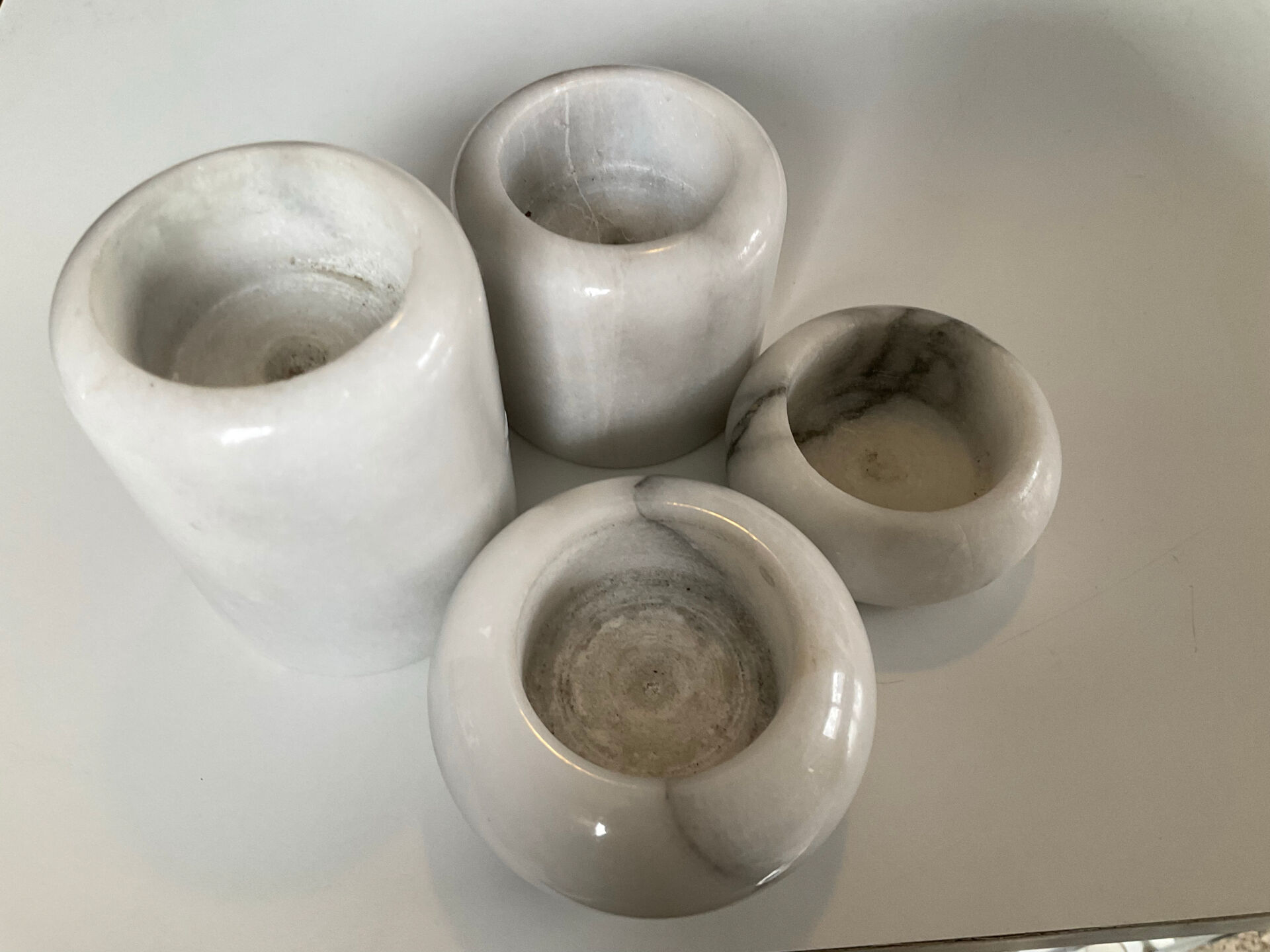 Set of 5 vintage marble candlesticks