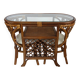 Rattan set with table and two armchairs.