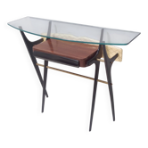 Ebonized Beech and Glass Console Table, Italy
