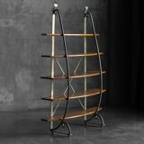 Bakery Display Rack with Iron Frame and Oak Shelves, France, 1920s