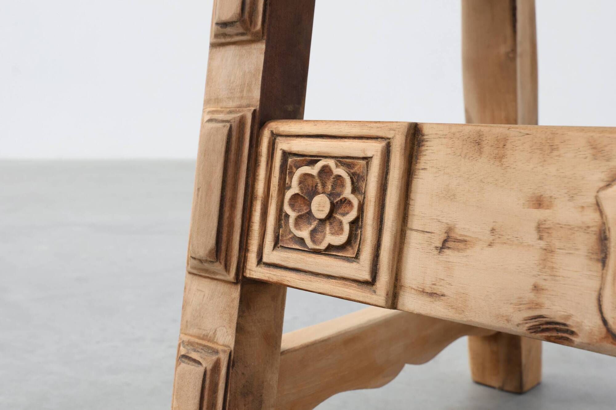 Pair of carved Brutalist Armchairs, Spain, 20th Century