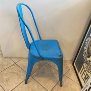Authentic blue tolix metal chair by Xavier Pauchard vintage industrial 1950