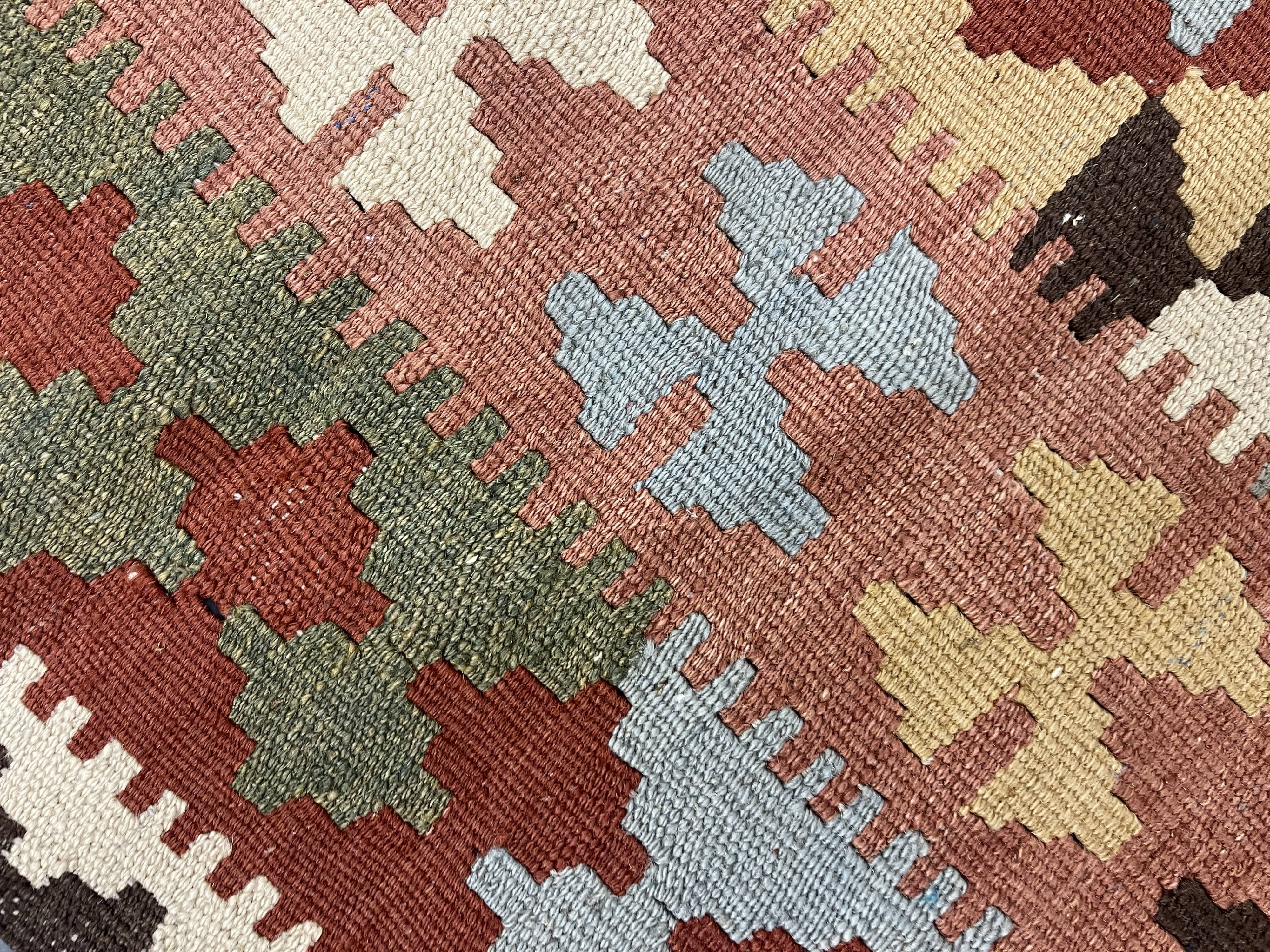 Traditional Multicolour Kilims Wool Area Geometric Carpet Tribal Kilim Rug