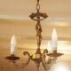 Vintage Italian bronze brass three-branch female figurine chandelier c. 1950s