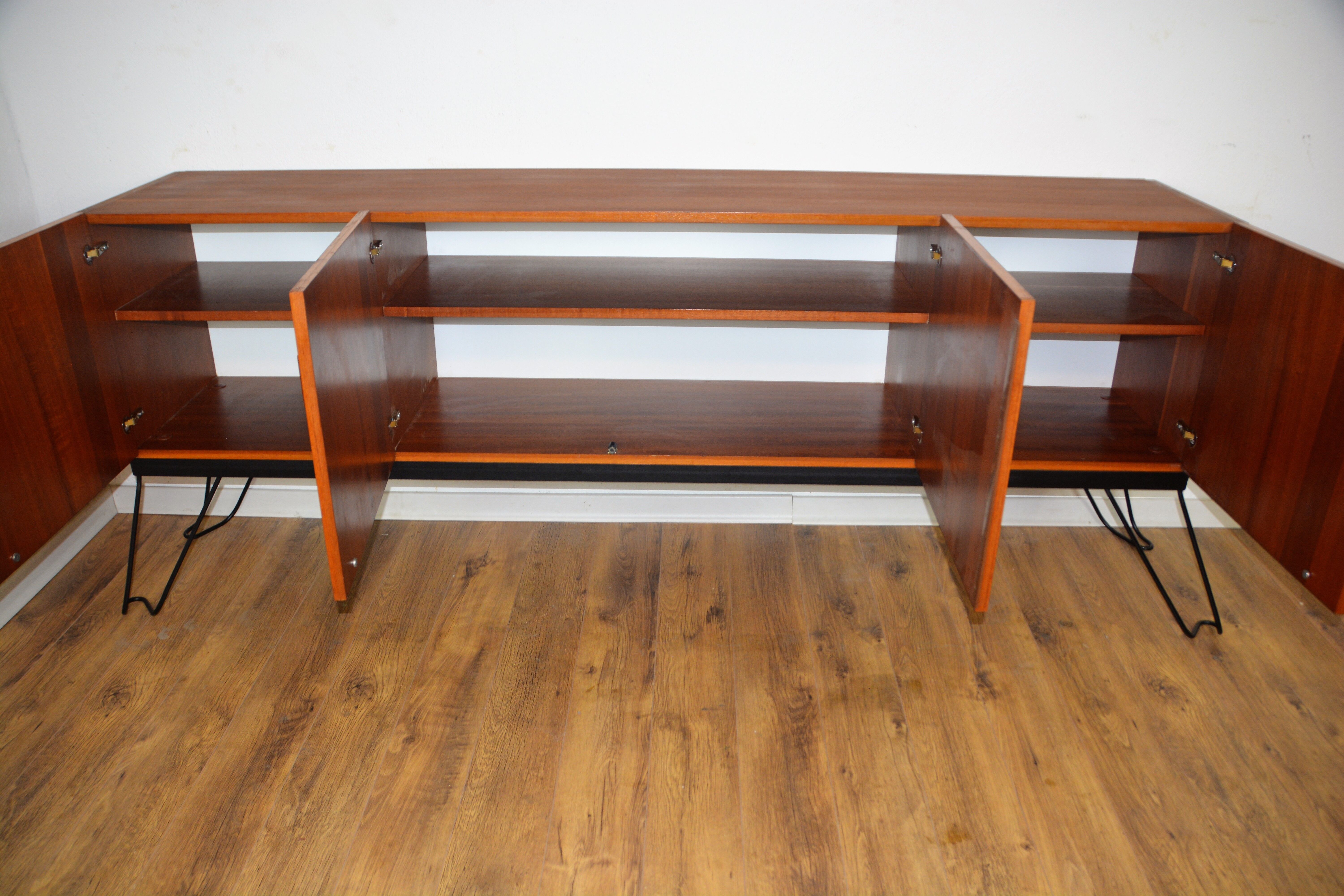 Scandinavian teak metal foot row