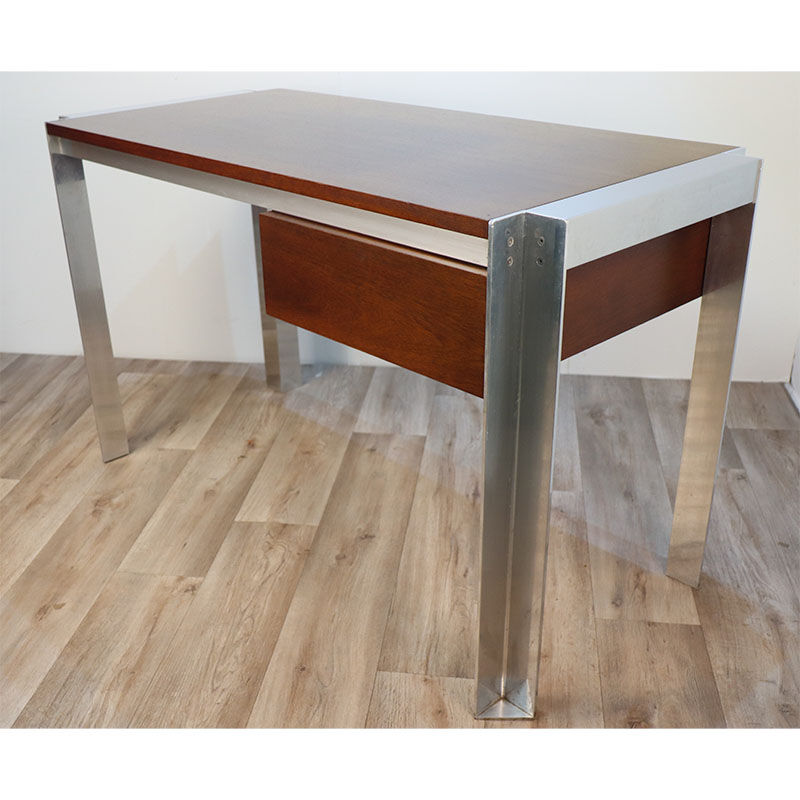 Vintage Georges Frydman desk in teak and aluminum 1970