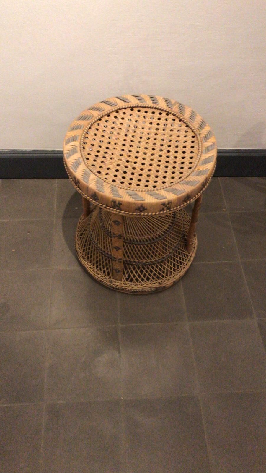 Vintage wicker tamtam stool