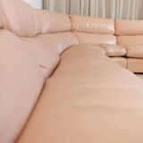 Canapé modulaire en cuir rose vintage Petronio par Tito Agnoli pour Poltrona Frau, design des années 1970.