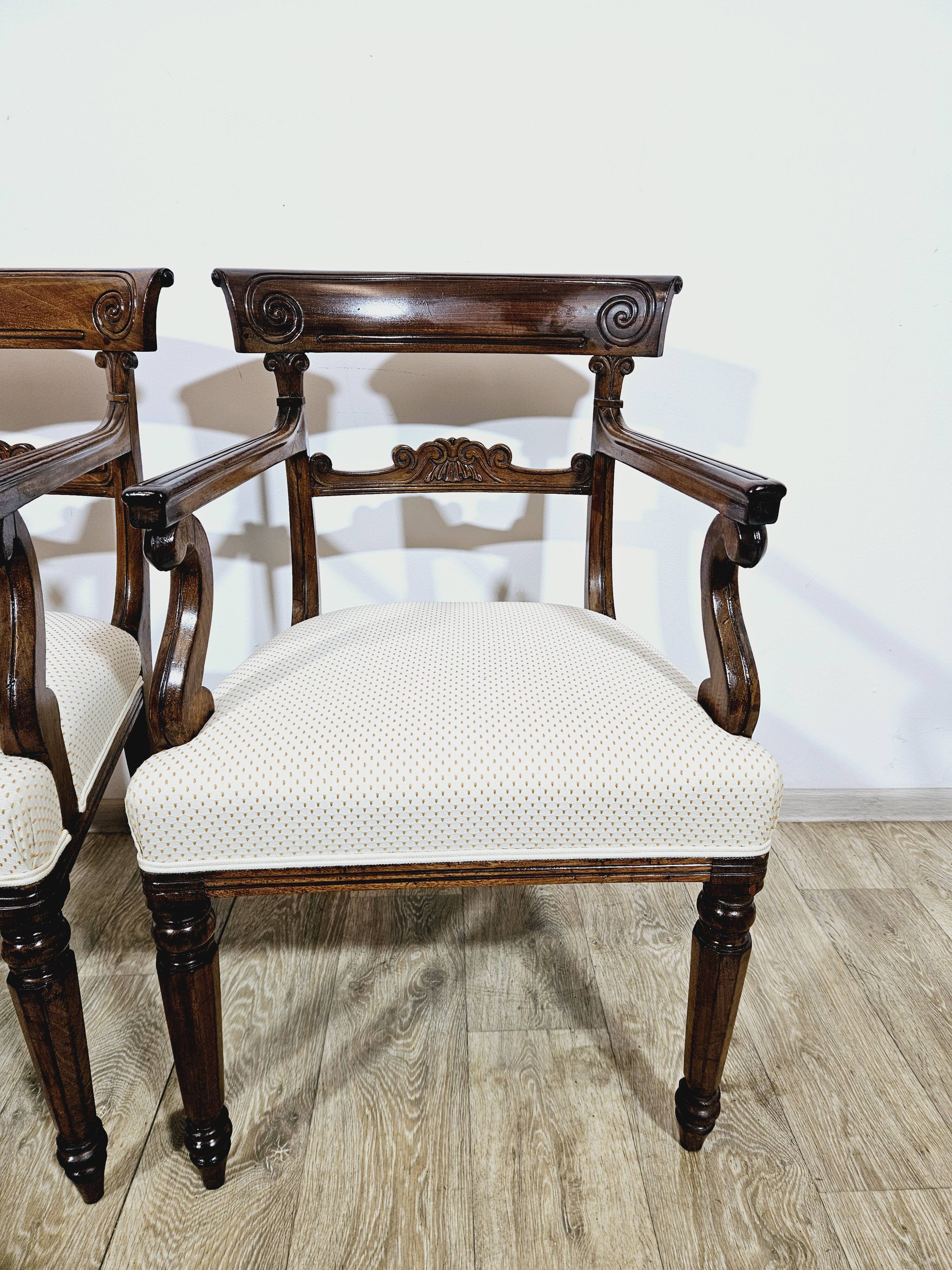 A pair of exclusive Biedermeier study armchairs, 19th century