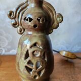 "Idole" anthropomorphic lamp in perforated ceramic - Accolay / Va style