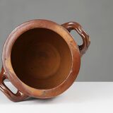 Grand pot en céramique brune émaillée, Belgique, années 1800.