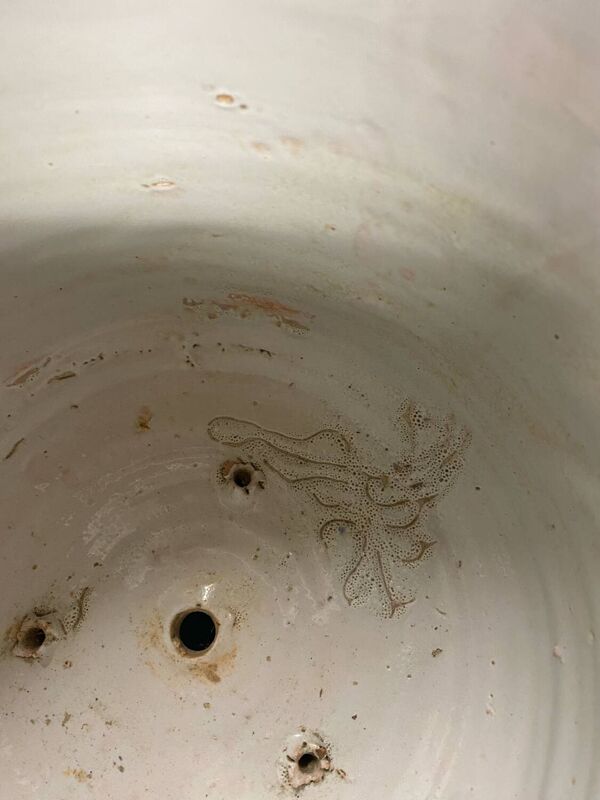 Cache-pot, vase en faïence ancienne bleue