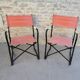 Pair of folding armchairs in metal and fabric 60s