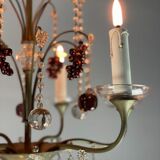 Silver bronze lustre garnished with pampilles, fruits and balls
