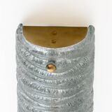 Pair of Barovier & Toso Art Deco Brass and Aquamarine Murano Glass Sconces