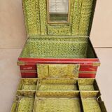 Old trunk - travel vanity case in metal and brass