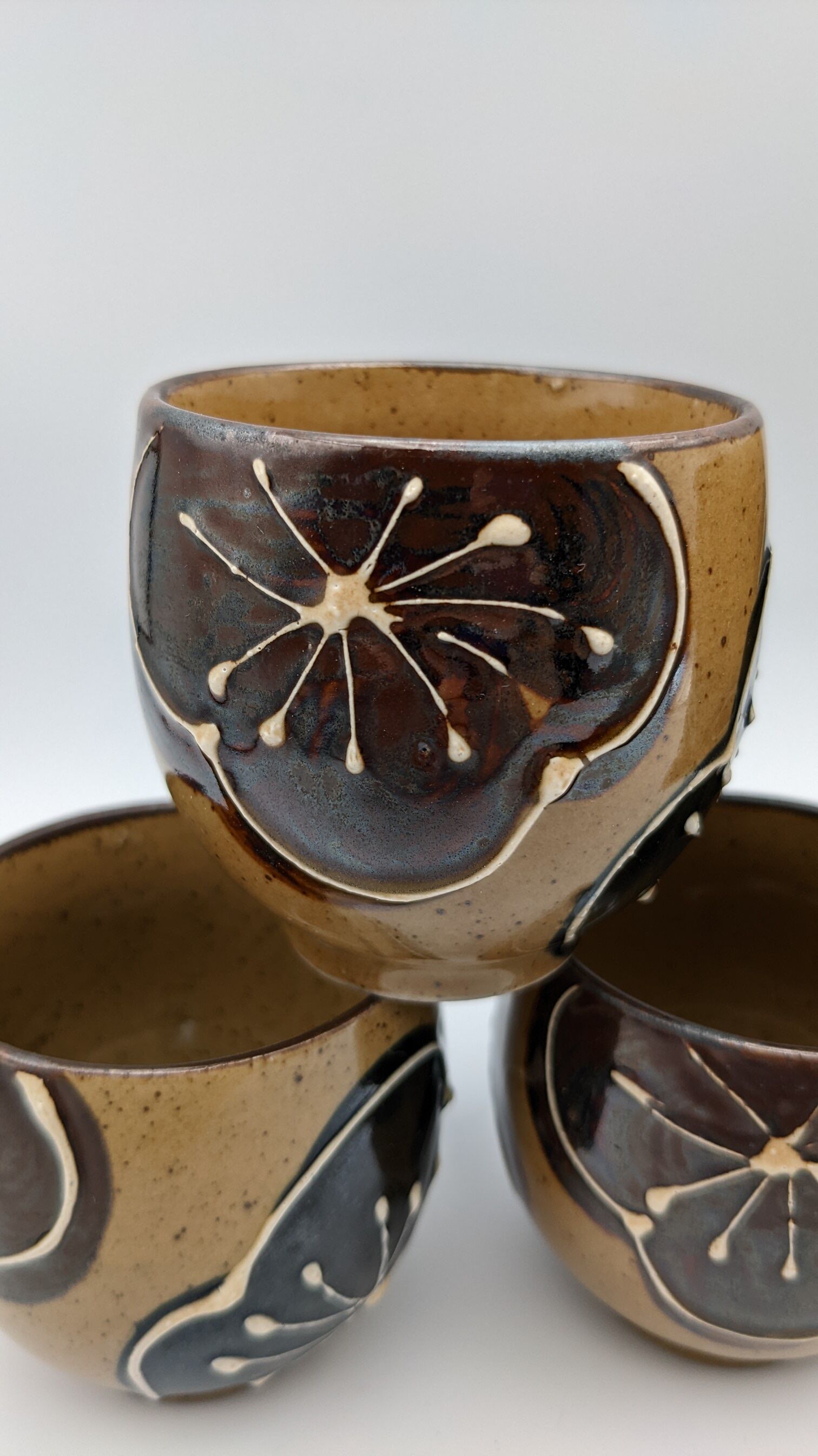 Tea set japan asia glazed stoneware decoration flower wicker handle