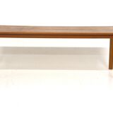 Minimalist teak bench, suede, 1960