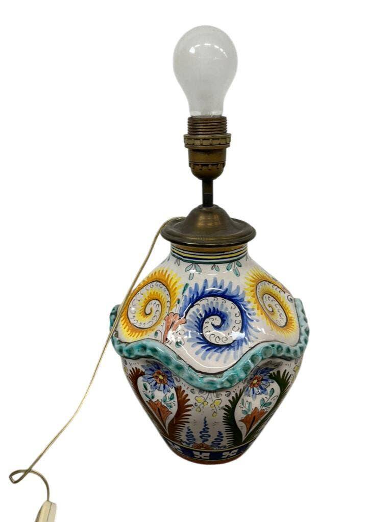 Vintage table lamp in Italian ceramic / Faience lamp