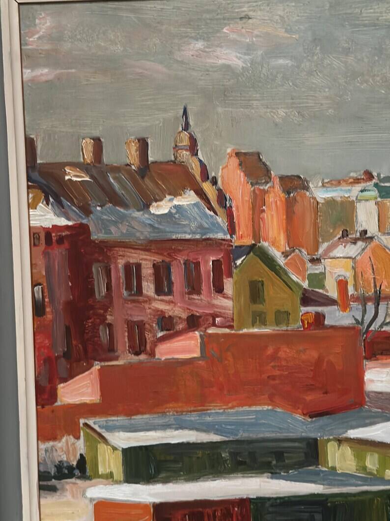 Swedish Oil on Panel“Landscape” by Bertil Lundqvist , Vintage & Framed