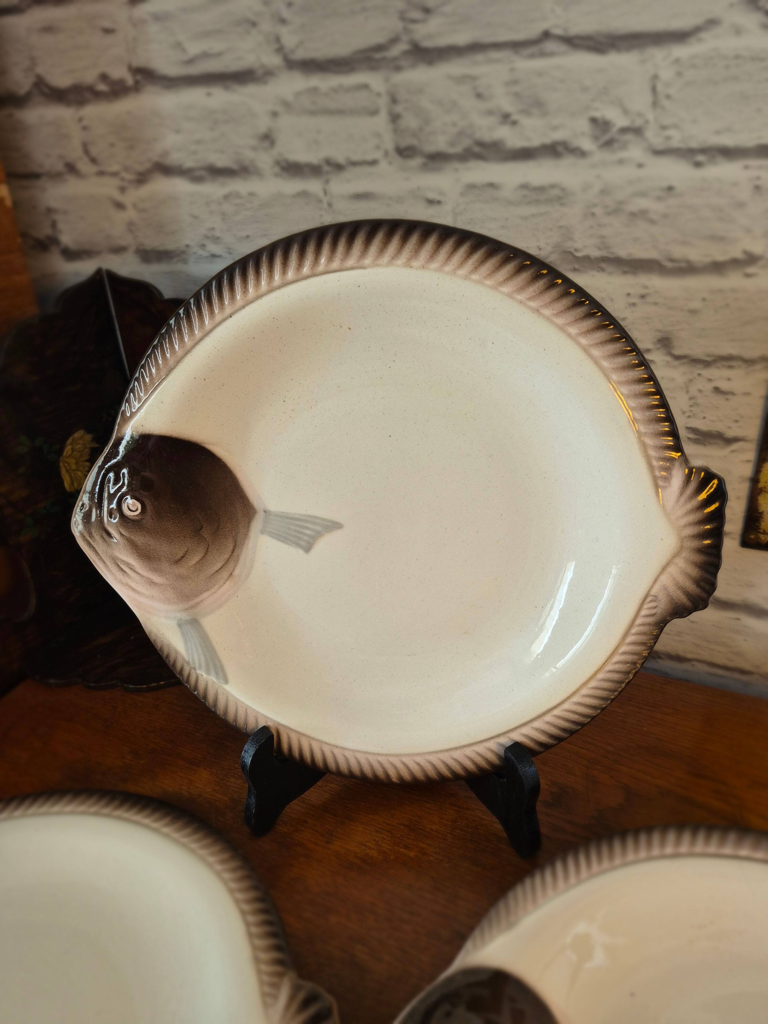 3 vintage fish plates Longwy Copenhagen