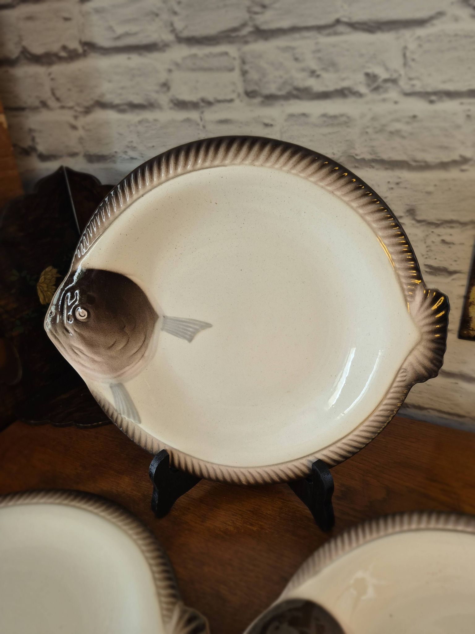 3 assiettes à poisson Longwy Copenhague vintage