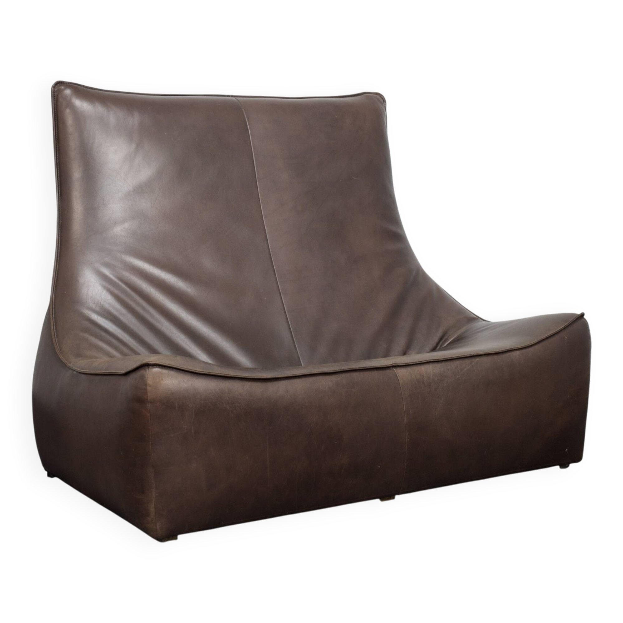 "The Rock" leather 2-seater sofa by Gerard van den Berg for Montis (1970s)