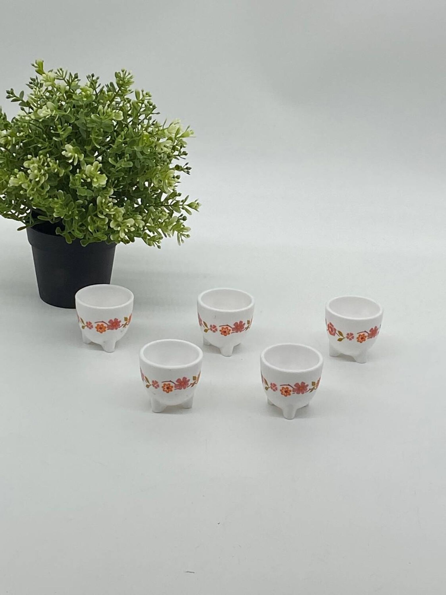 Set/lot of arcopal france egg cups, scania, vintage, flowers