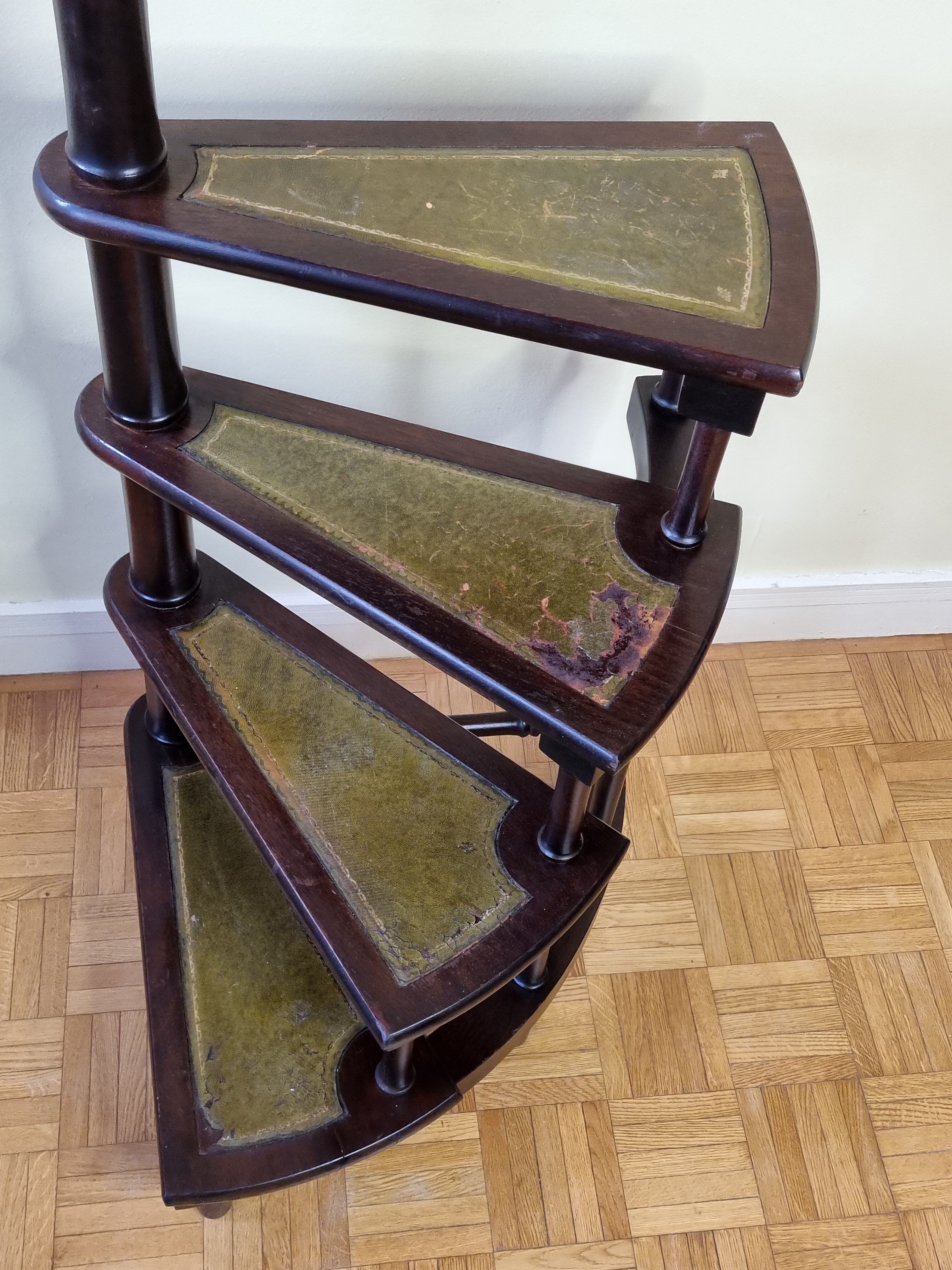 Victorian-style mahogany style library staircase circa 1900