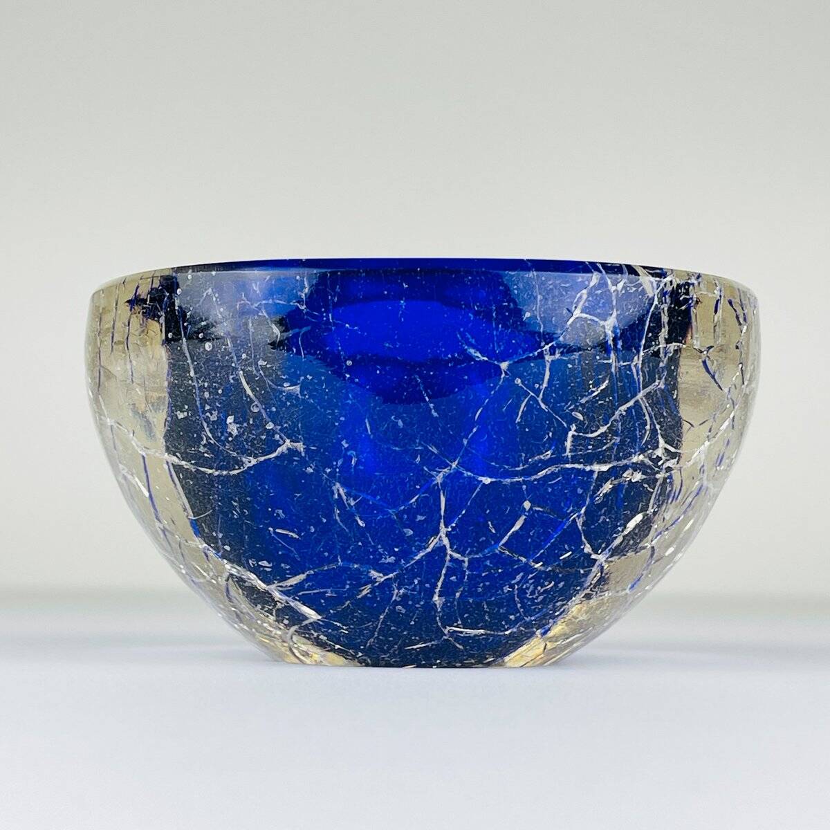 Vintage blue Italian Murano glass ashtray, 1980s