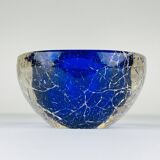 Vintage blue Italian Murano glass ashtray, 1980s