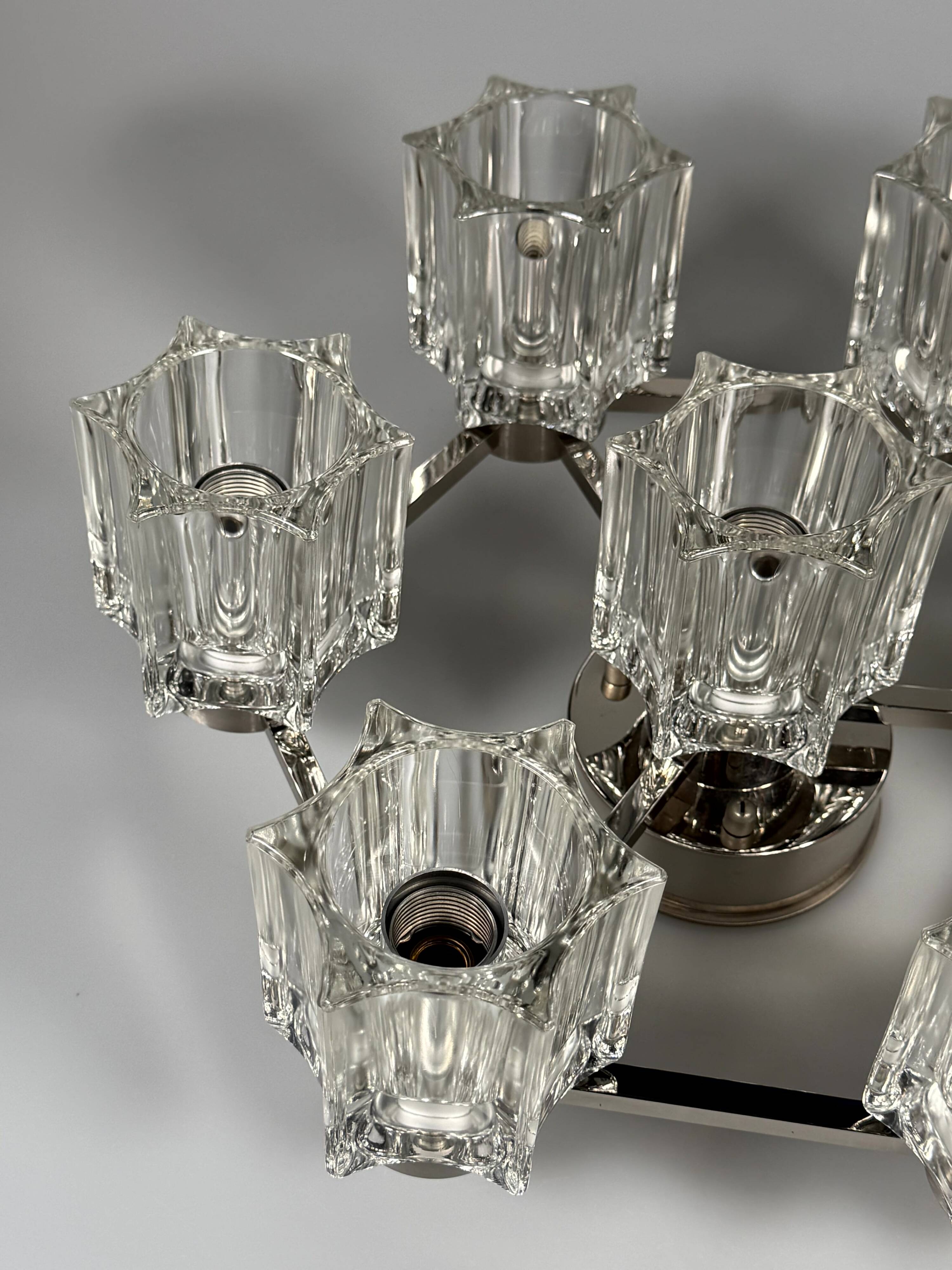 1960s 1970s Ceiling or Wall Lamp German Ice Glass Space Age Design