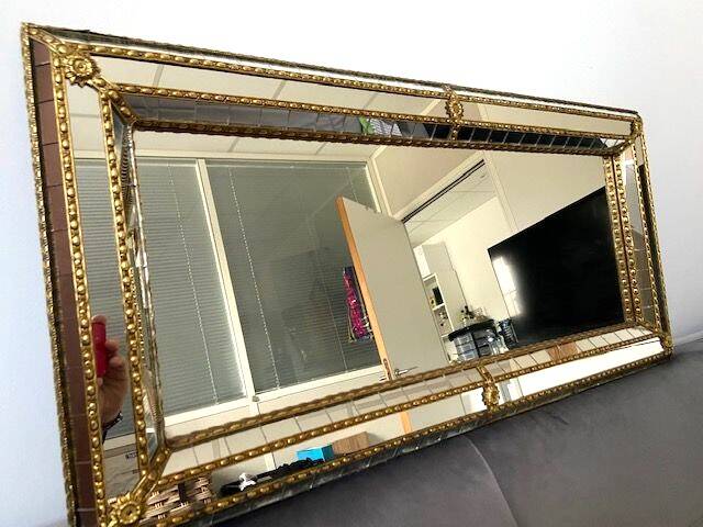 Old Faceted Beaded Mirror Venetian Style Vintage Design 60s/70s
