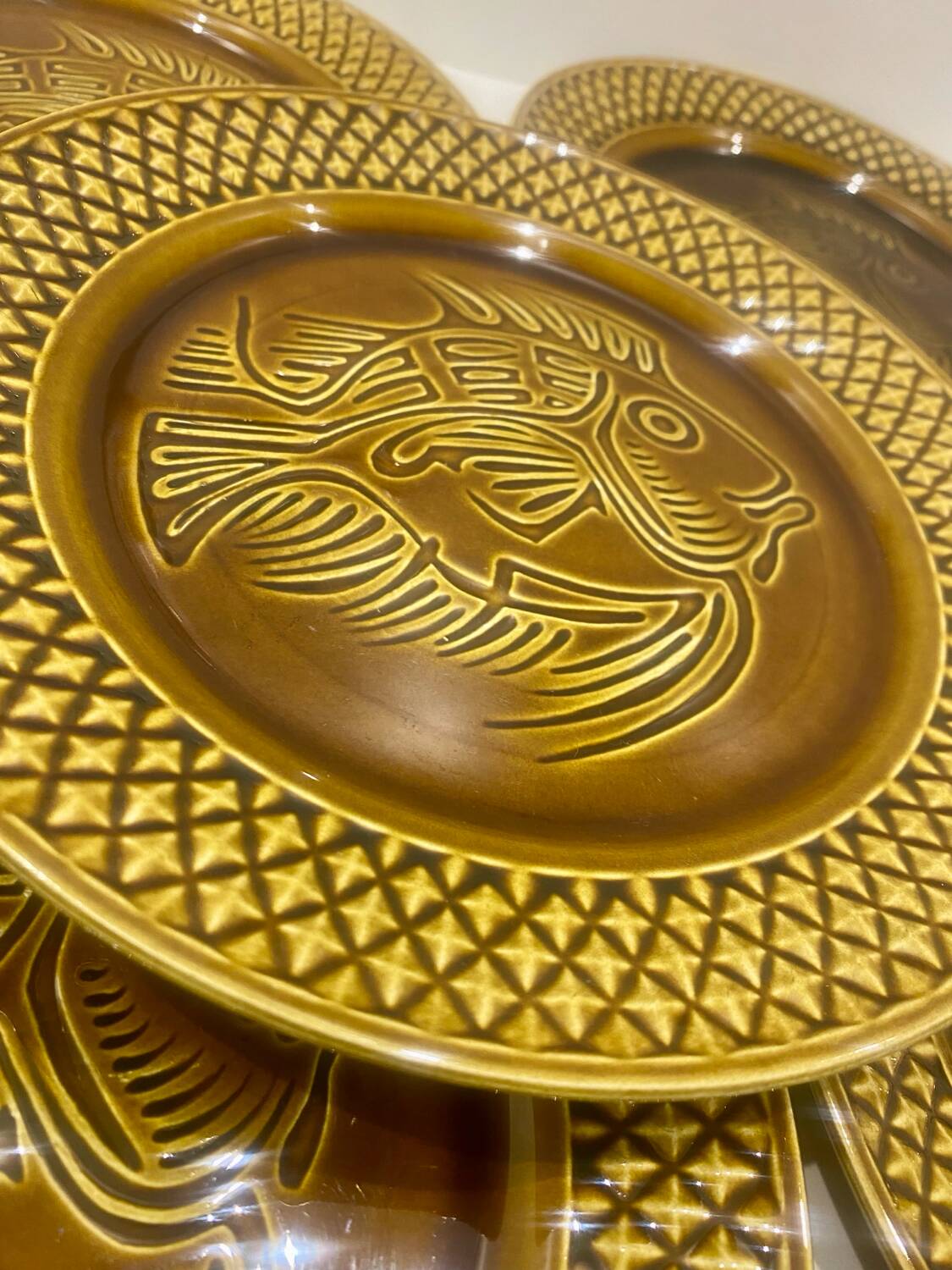 10 fish plates Digoin Sarreguemines